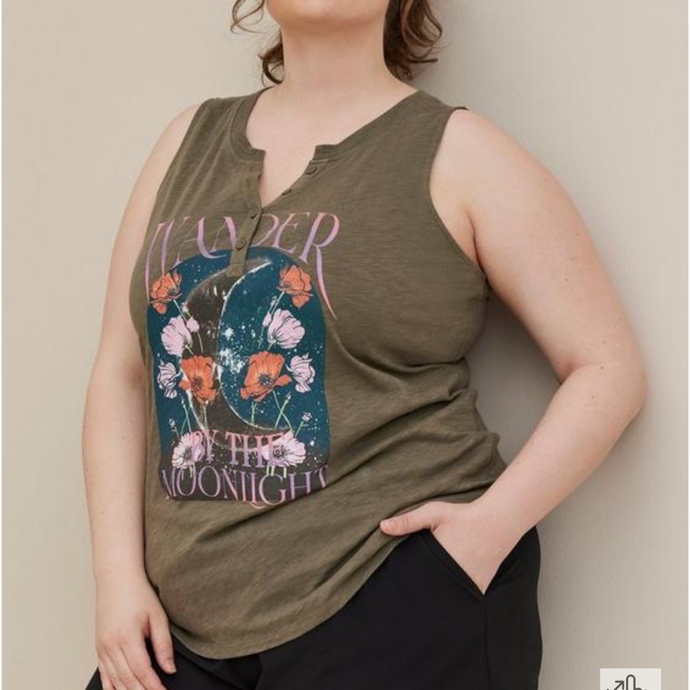 Torrid Graphic Classic Fit Heritage Slub V-Neck Henley Tank